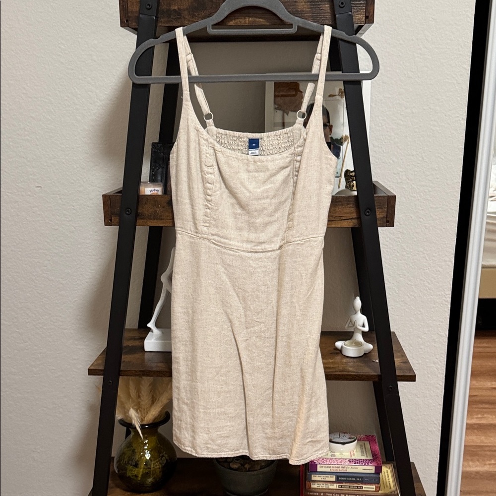 Old Navy Cream linen blend Sleeveless  Dress